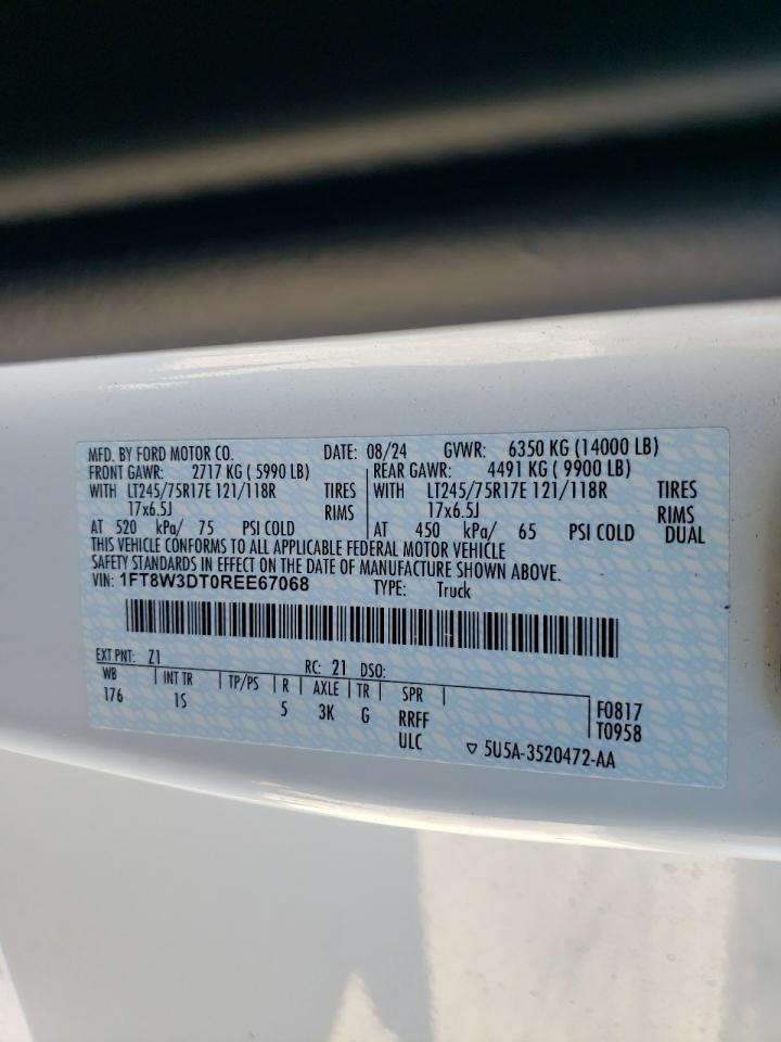 2024 FORD F350 SUPER DUTY VIN:1FT8W3DT0REE67068
