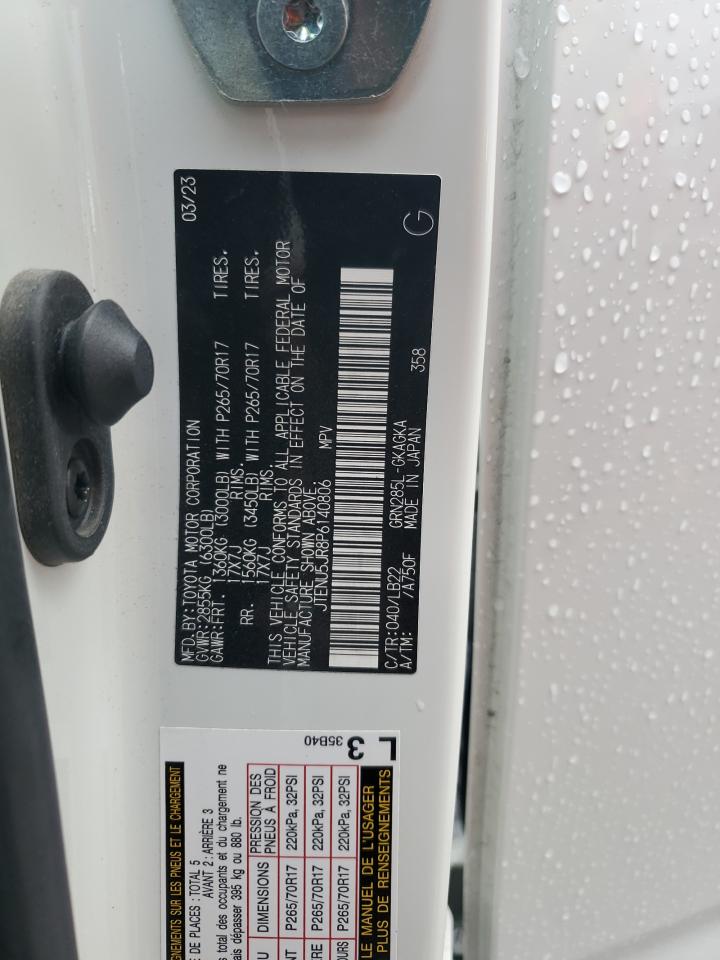 2023 TOYOTA 4RUNNER SE VIN:JTENU5JR8P6140806