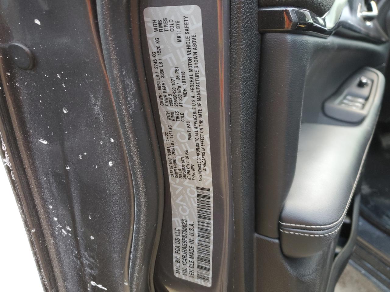 2023 JEEP GRAND CHEROKEE LAREDO VIN:1C4RJHAG9P8765623