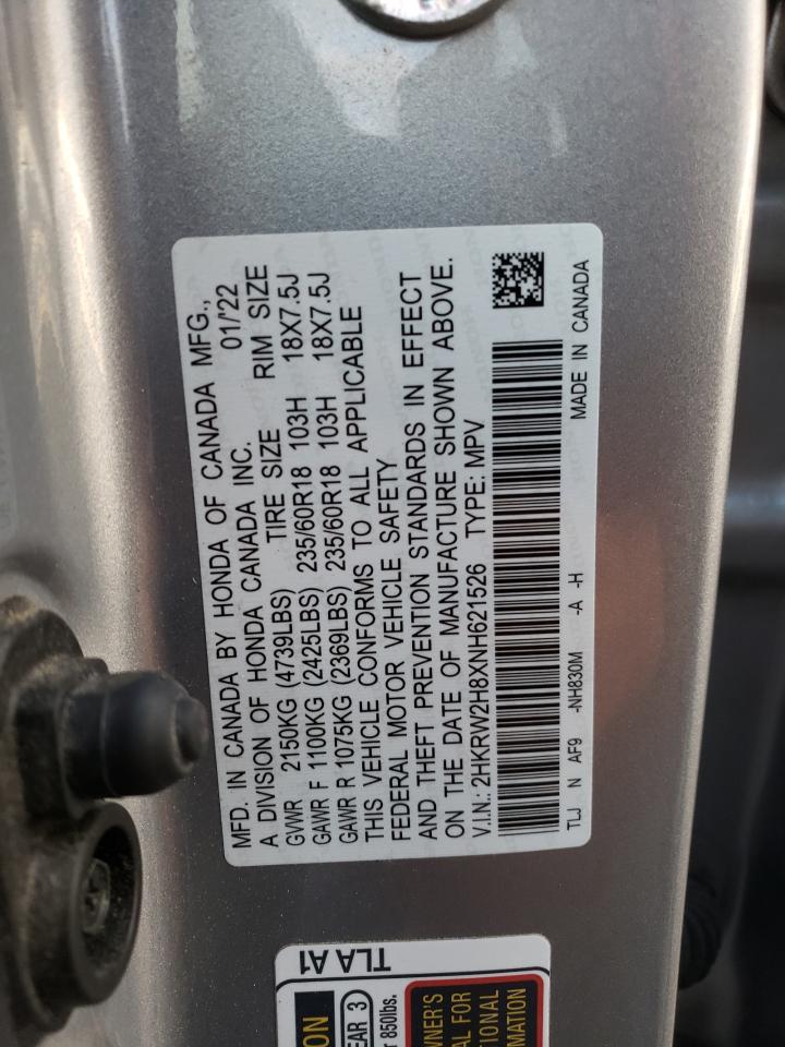 2022 HONDA CR-V EXL VIN:2HKRW2H8XNH621526