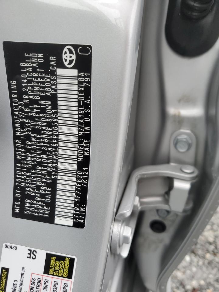 2023 TOYOTA COROLLA LE VIN:5YFB4MDE6PP065851