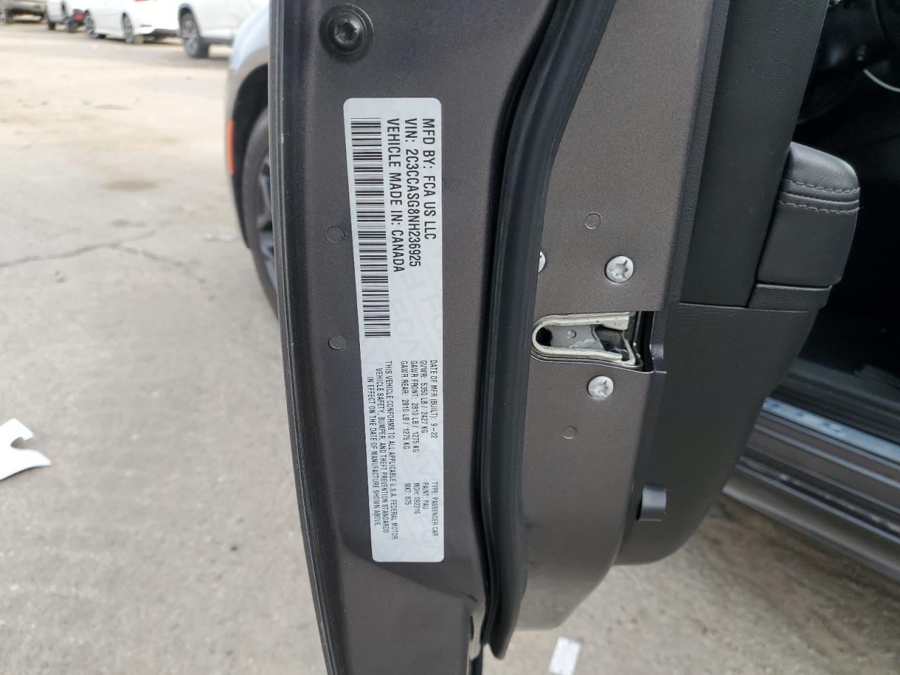 2022 CHRYSLER 300 TOURING L VIN:2C3CCASG8NH236925