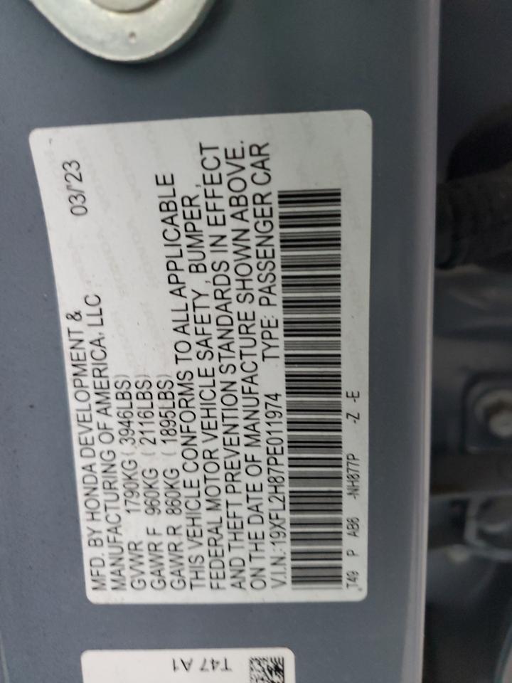 2023 HONDA CIVIC SPORT VIN:19XFL2H87PE011974