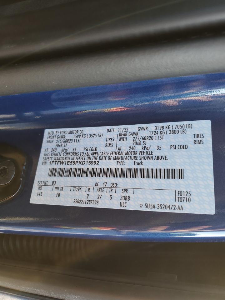 2023 FORD F150 SUPERCREW VIN:1FTFW1E55PKD15992