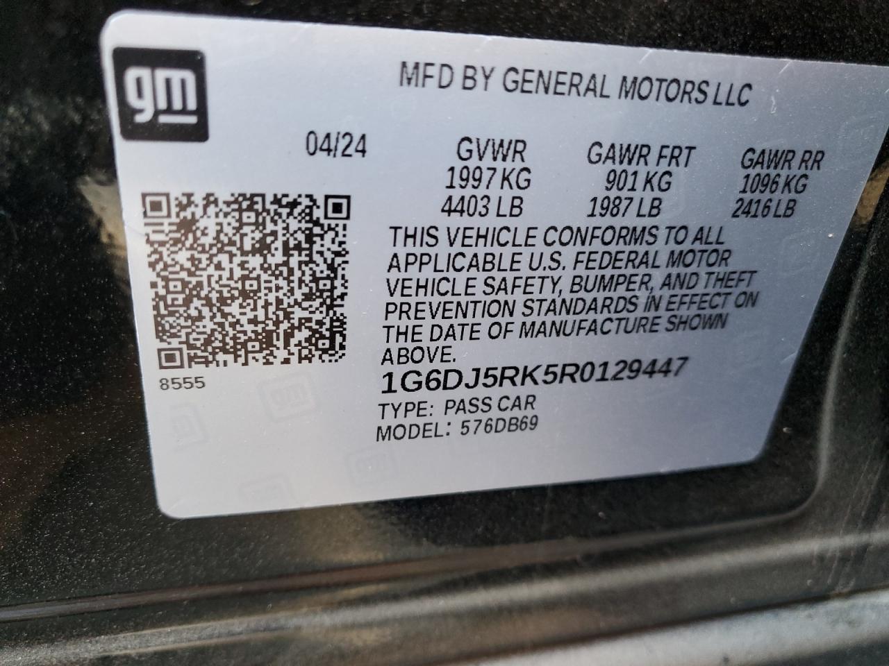 2024 CADILLAC CT4 LUXURY + VIN:1G6DJ5RK5R0129447