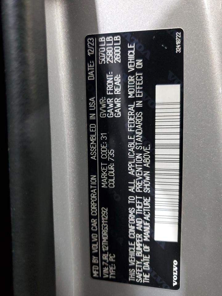 2024 VOLVO S60 ULTIMATE VIN:7JRL12TM0RG311292