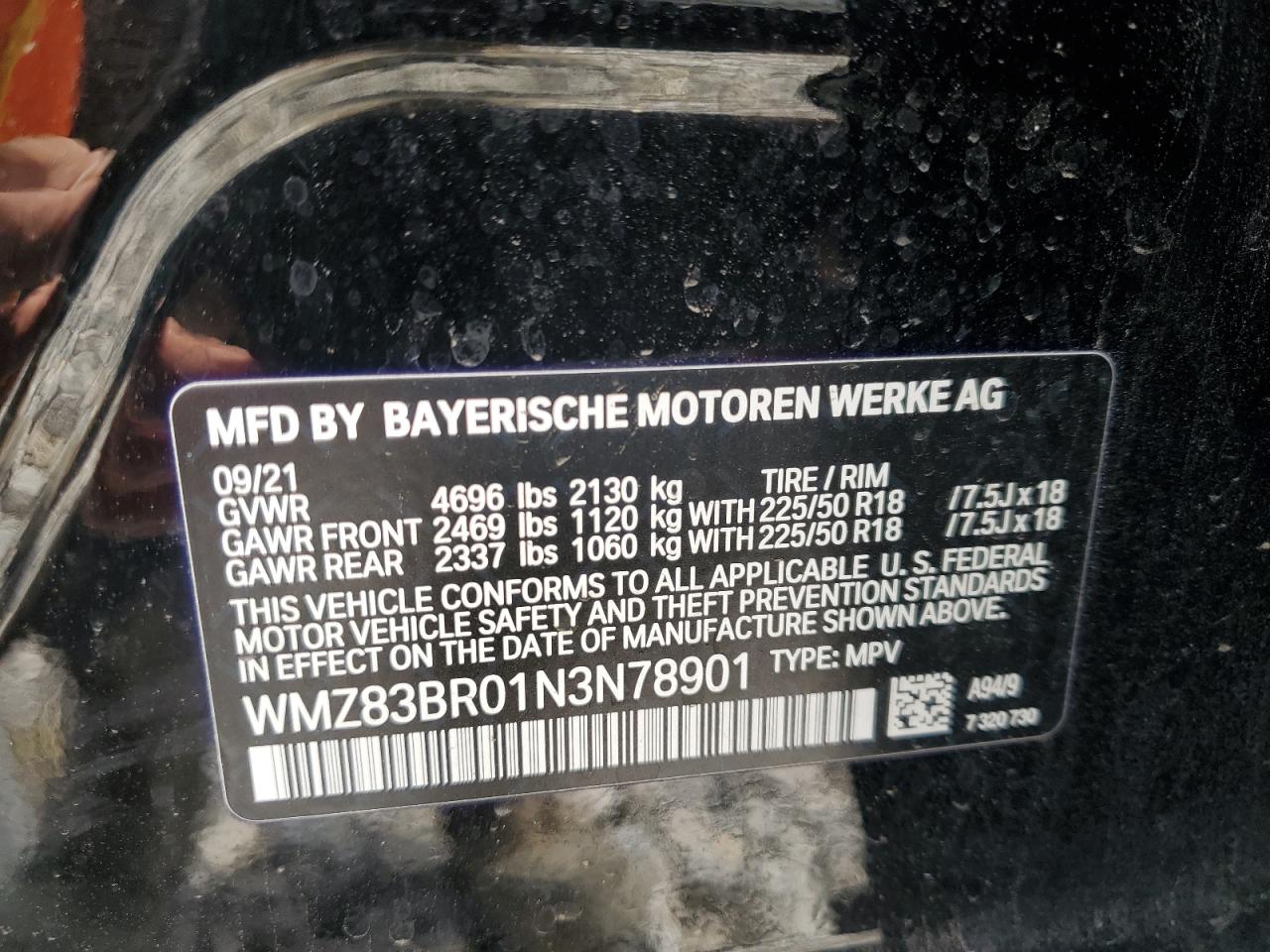 2022 MINI COOPER S COUNTRYMAN ALL4 VIN:WMZ83BR01N3N78901