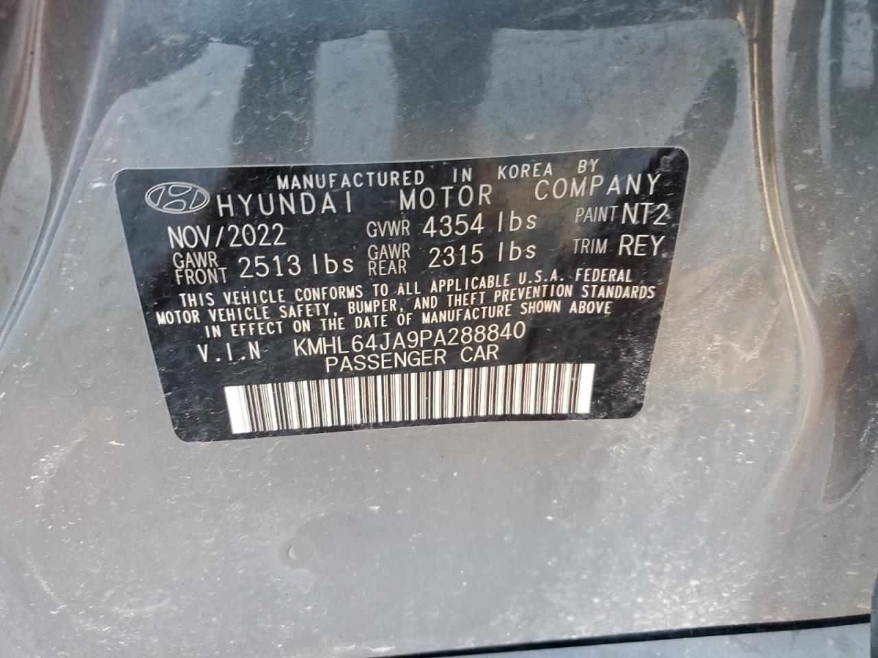 2023 HYUNDAI SONATA SEL VIN:KMHL64JA9PA288840