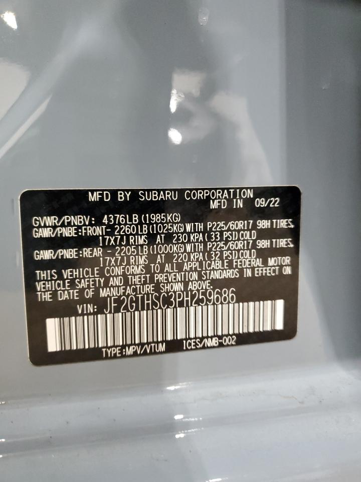 2023 SUBARU CROSSTREK SPORT VIN:JF2GTHSC3PH259686