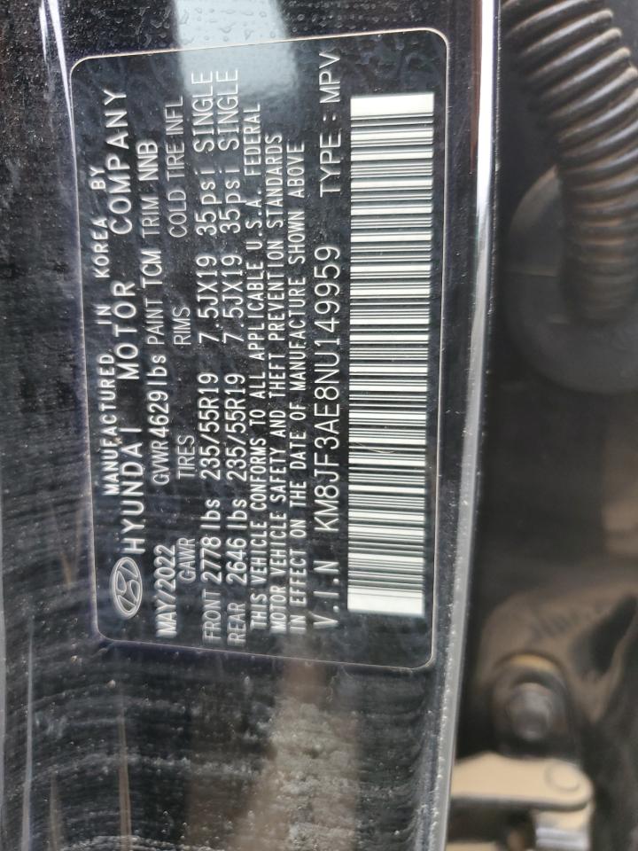 2022 HYUNDAI TUCSON N LINE VIN:KM8JF3AE8NU149959