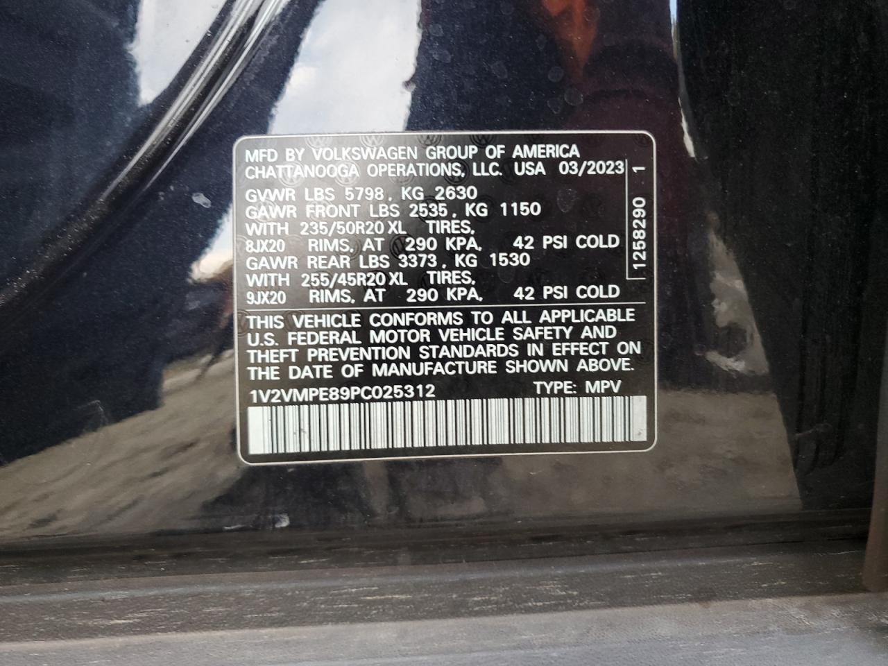 2023 VOLKSWAGEN ID.4 PRO S VIN:1V2VMPE89PC025312