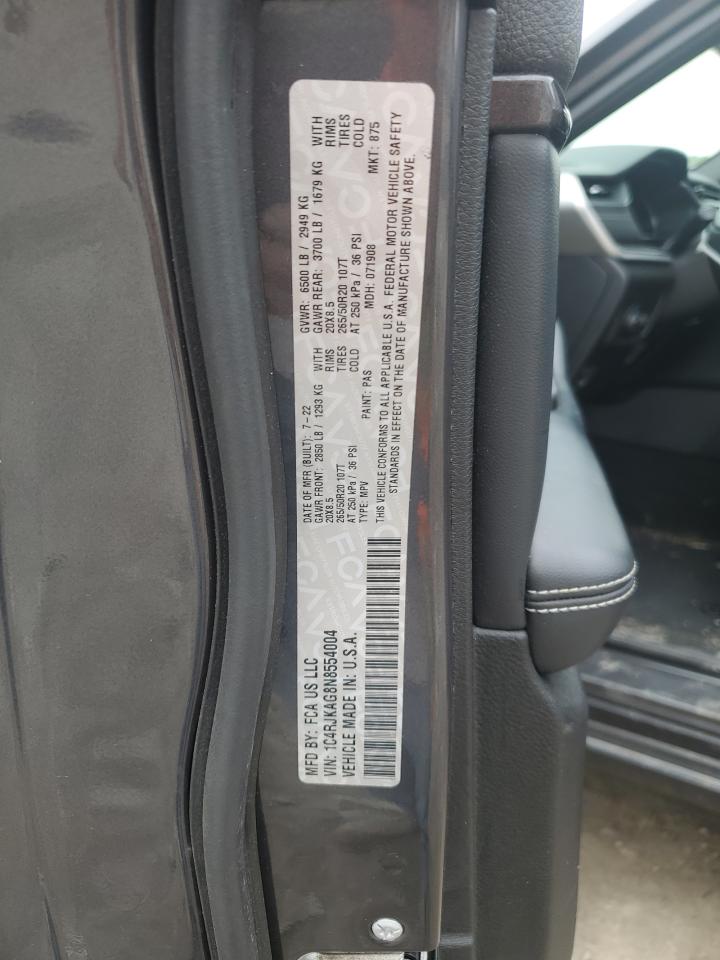 2022 JEEP GRAND CHEROKEE L LAREDO VIN:1C4RJKAG8N8554004