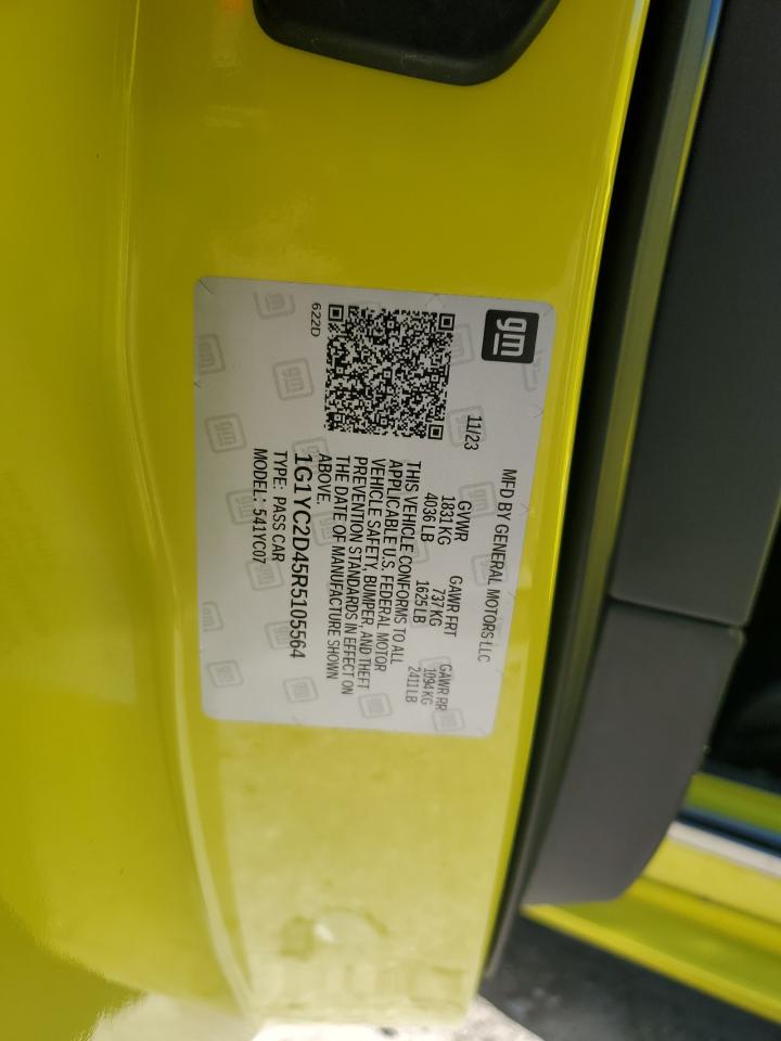 2024 CHEVROLET CORVETTE STINGRAY 3LT VIN:1G1YC2D45R5105564