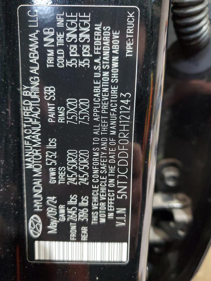 2024 HYUNDAI SANTA CRUZ NIGHT VIN:5NTJCDDF0RH121243