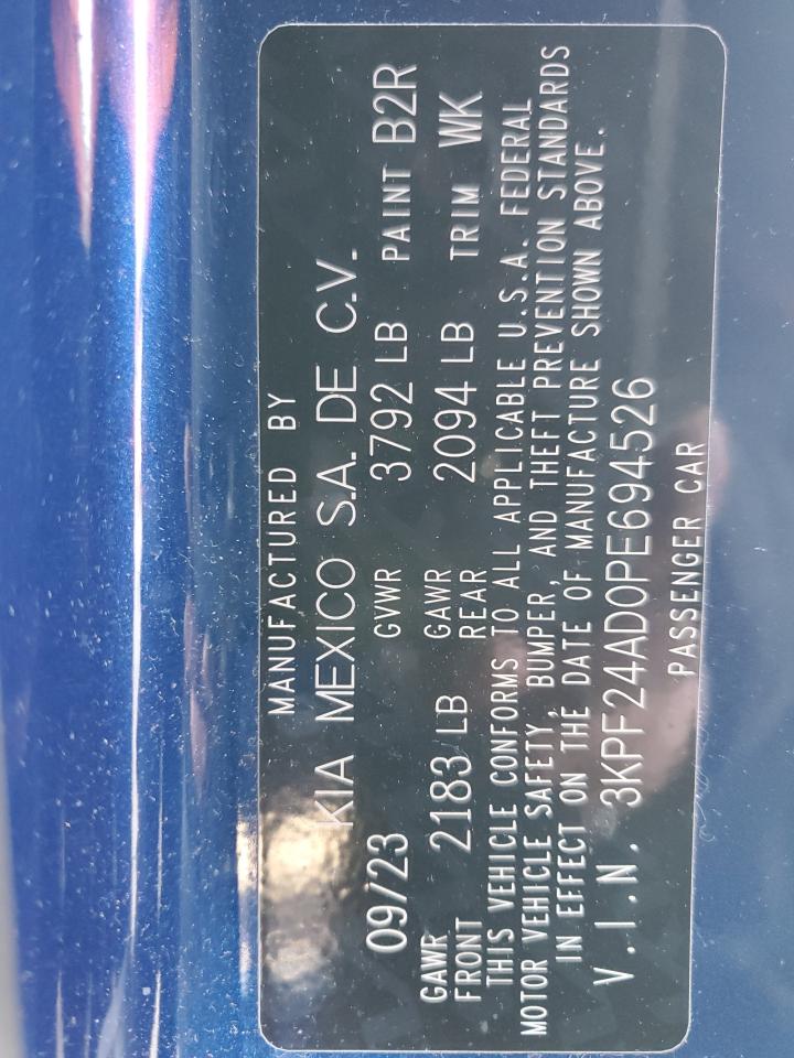 2023 KIA FORTE LX VIN:3KPF24AD0PE694526