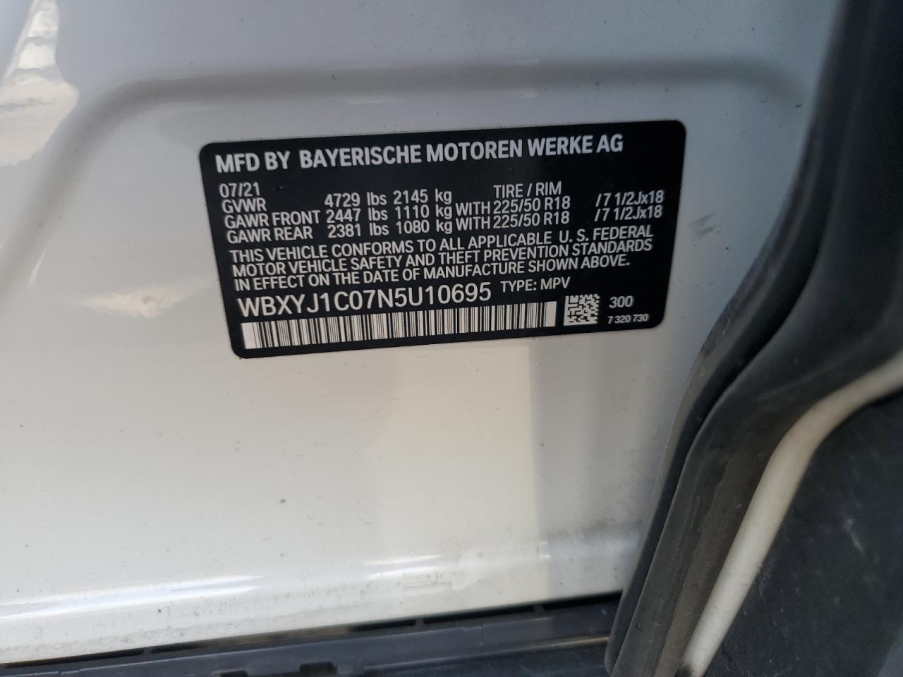 2022 BMW X2 XDRIVE28I VIN:WBXYJ1C07N5U10695