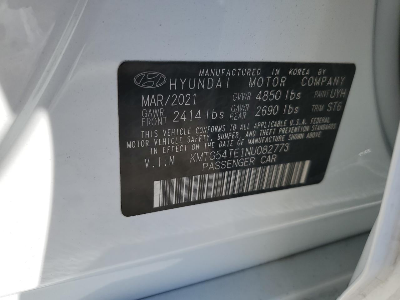 2022 GENESIS G70 BASE VIN:KMTG54TE1NU082773