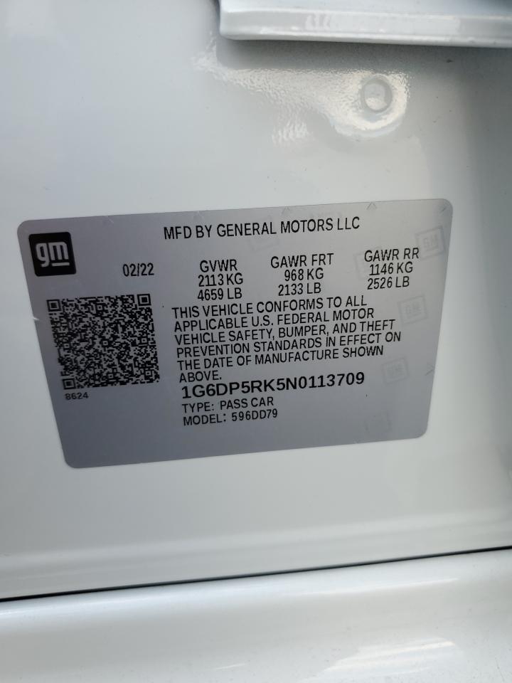 2022 CADILLAC CT5 SPORT VIN:1G6DP5RK5N0113709