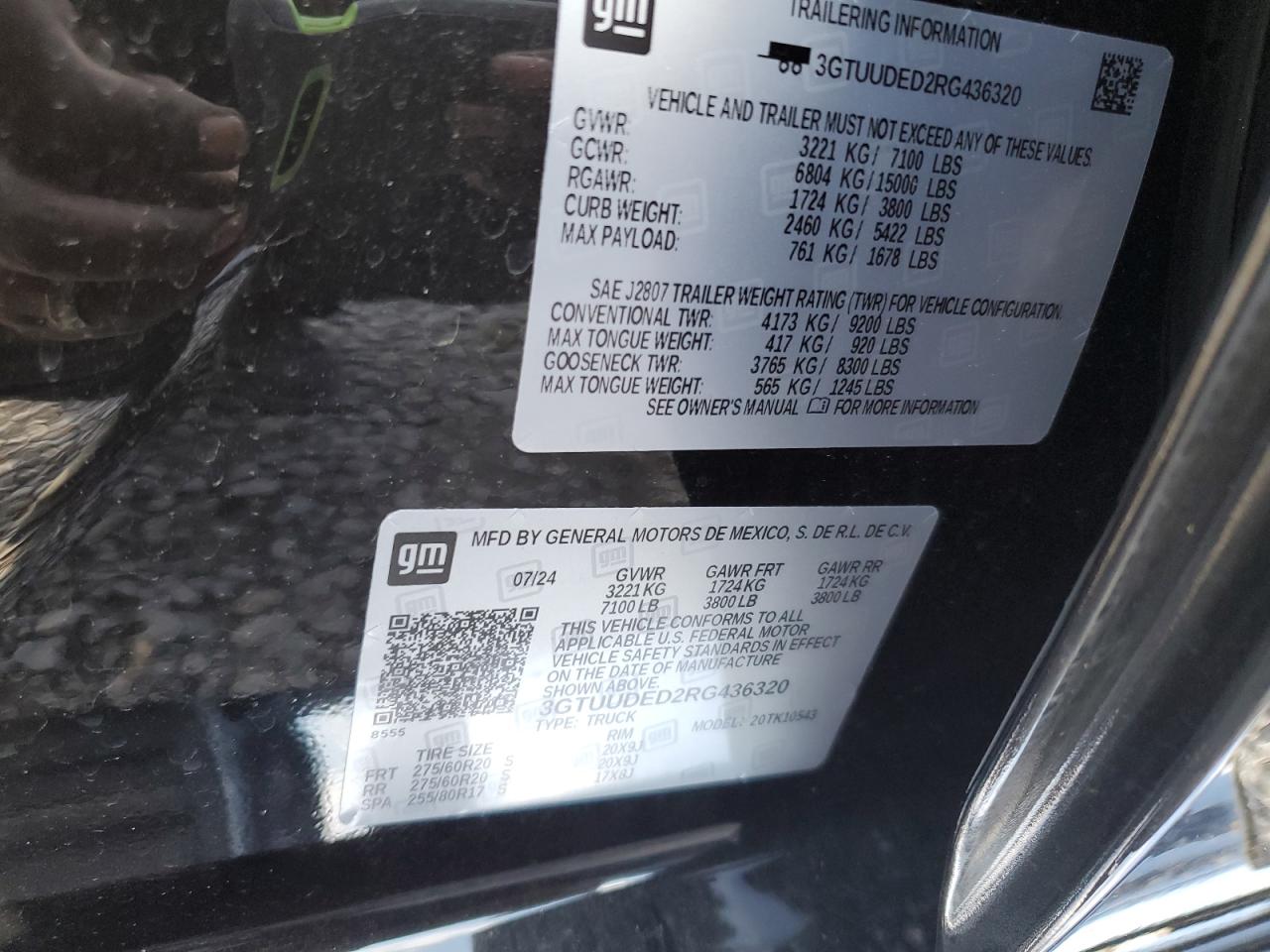 2024 GMC SIERRA K1500 SLT VIN:JTDKBRFU8H3575393