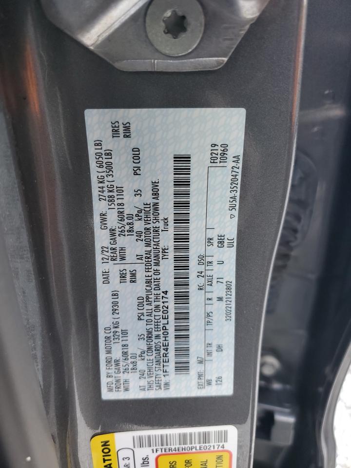 2023 FORD RANGER XL VIN:1FTER4EH0PLE02174