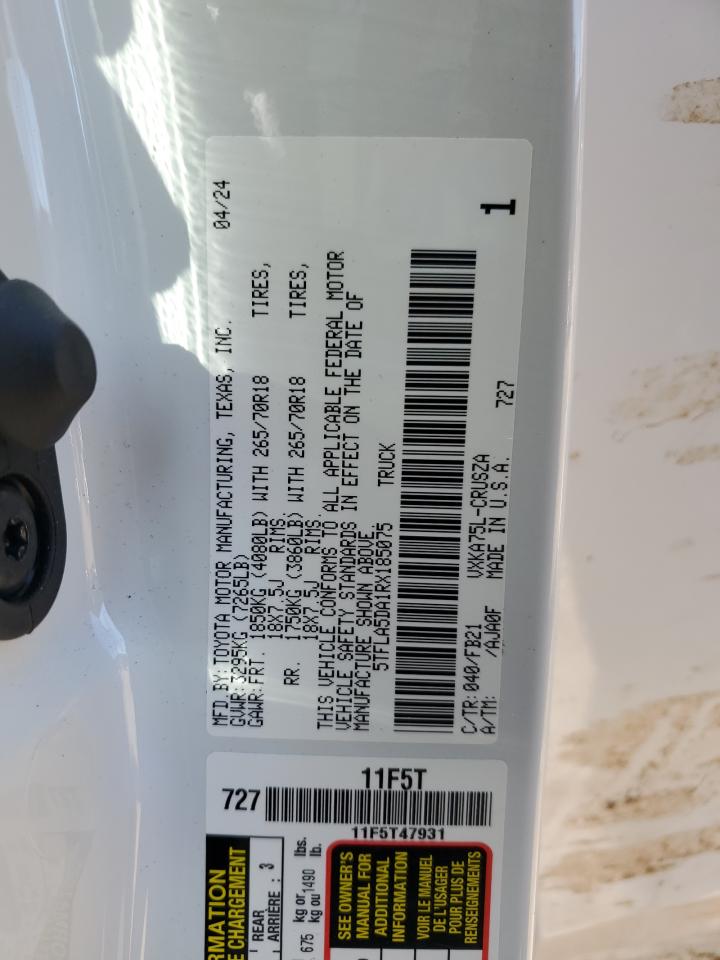 2024 TOYOTA TUNDRA DOUBLE CAB SR VIN:5TFLA5DA1RX185075