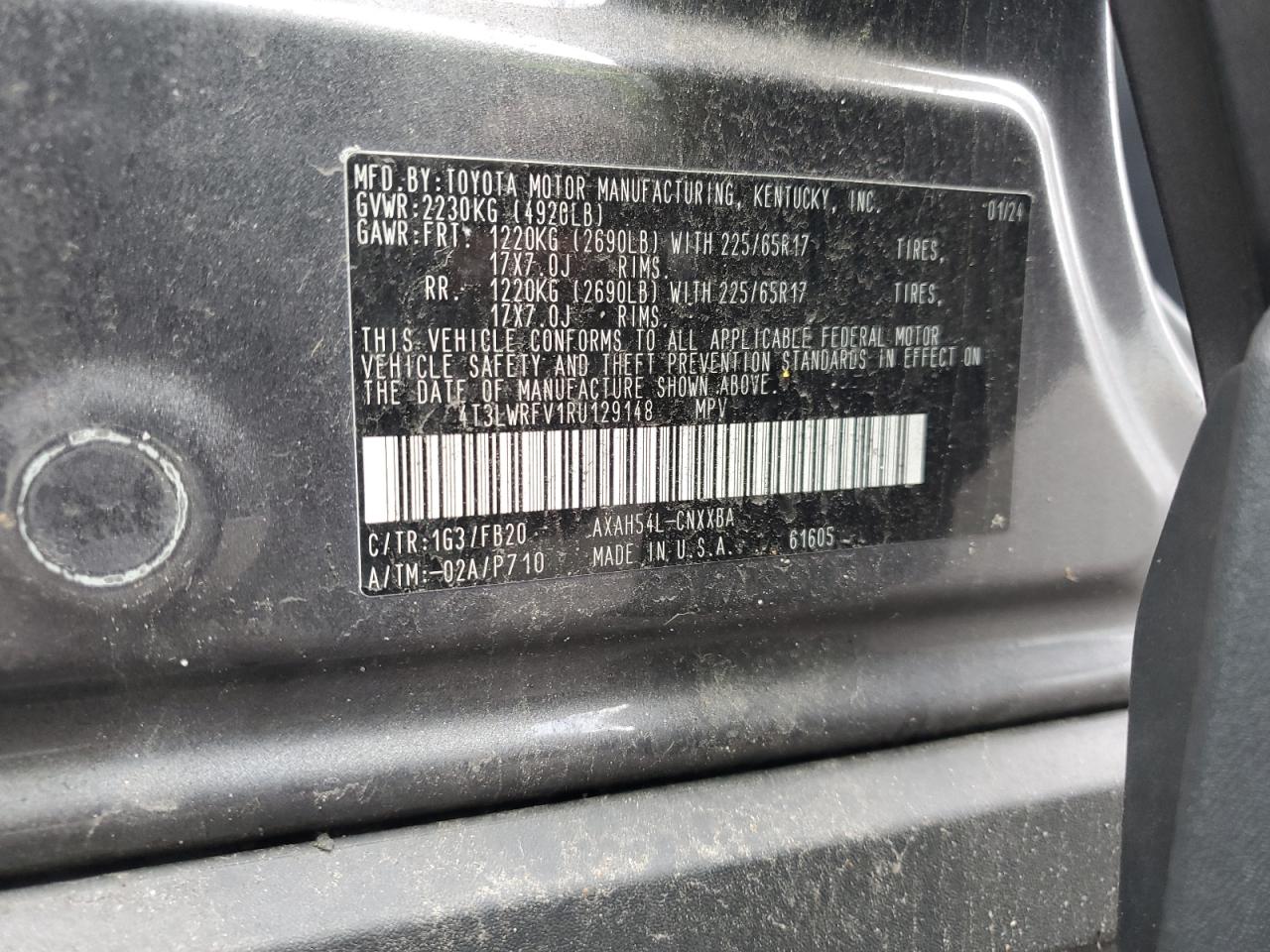 2024 TOYOTA RAV4 LE VIN:4T3LWRFV1RU129148