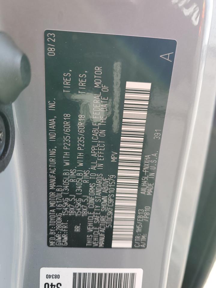 2023 TOYOTA SIENNA XSE VIN:5TDCSKFC9PS101579