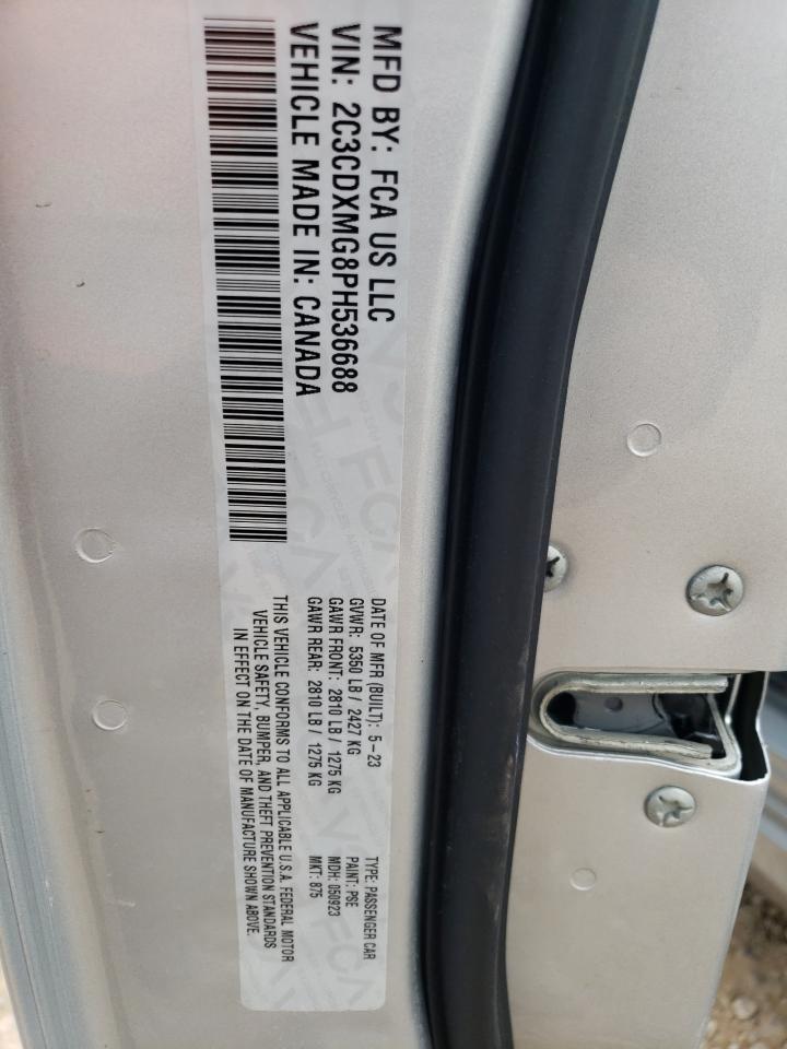 2023 DODGE CHARGER GT VIN:2C3CDXMG8PH536688