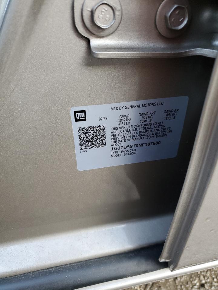 2022 CHEVROLET MALIBU LS VIN:1G1ZB5ST0NF187680