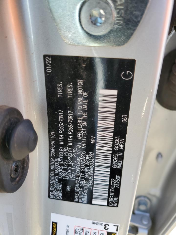 2022 TOYOTA 4RUNNER SR5 PREMIUM VIN:JTERU5JR8N6034287