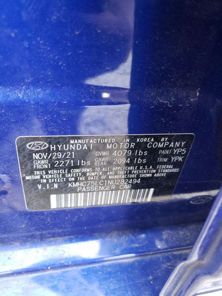 2022 HYUNDAI IONIQ SE VIN:KMHC75LC1NU282494
