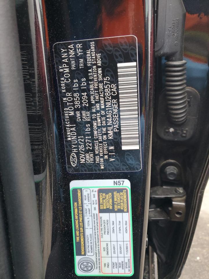 2022 HYUNDAI ELANTRA SEL VIN:KMHLN4AG1NU288575
