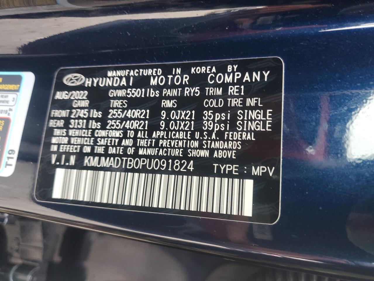 2023 GENESIS GV70 BASE VIN:KMUMADTB0PU091824