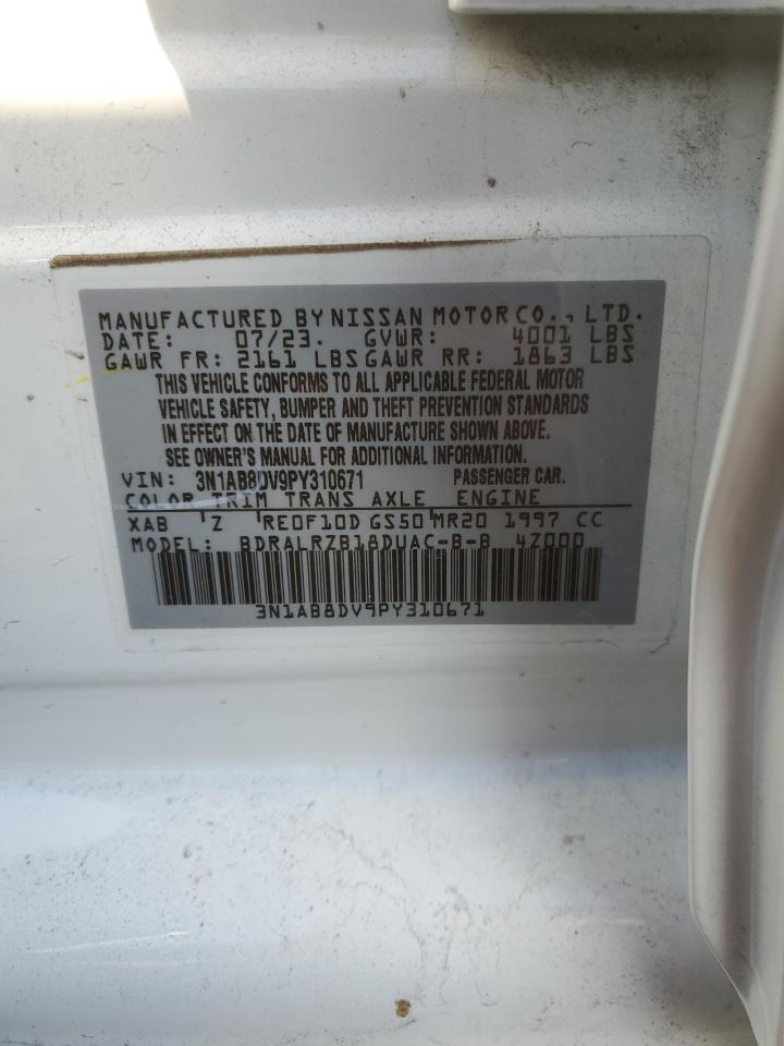 2023 NISSAN SENTRA SR VIN:3N1AB8DV9PY310671