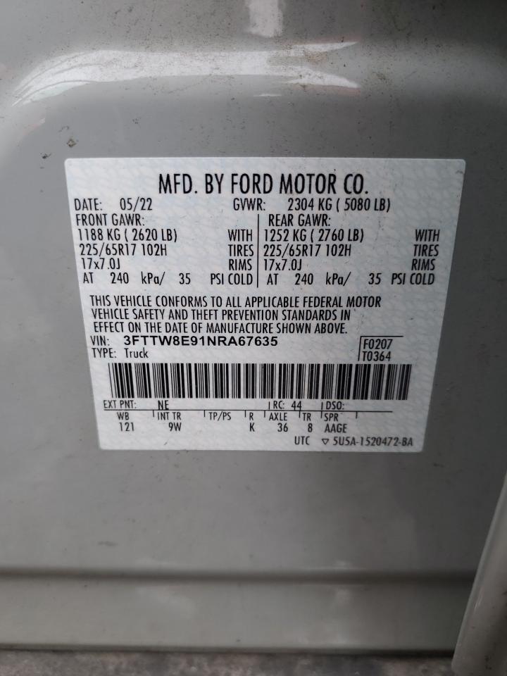 2022 FORD MAVERICK XL VIN:3FTTW8E91NRA67635