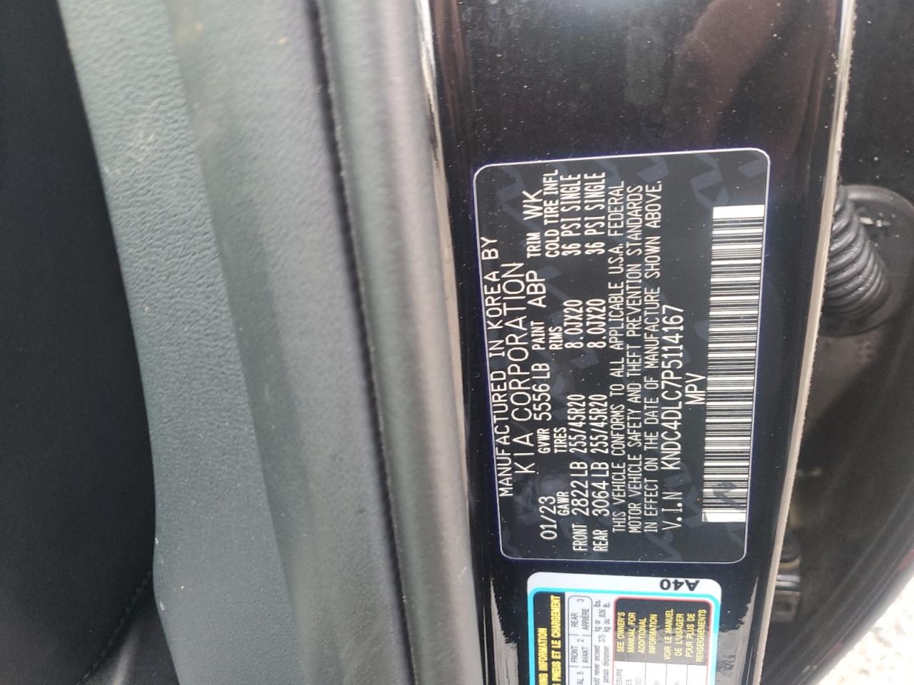 2023 KIA EV6 GT LINE VIN:KNDC4DLC7P5114167