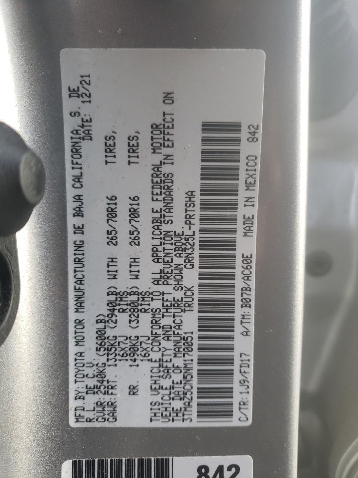 2022 TOYOTA TACOMA DOUBLE CAB VIN:3TMAZ5CN5NM170051