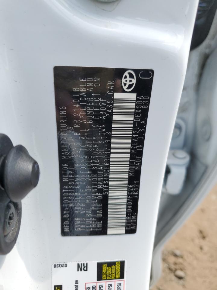 2024 TOYOTA COROLLA SE VIN:5YFS4MCE6RP171818
