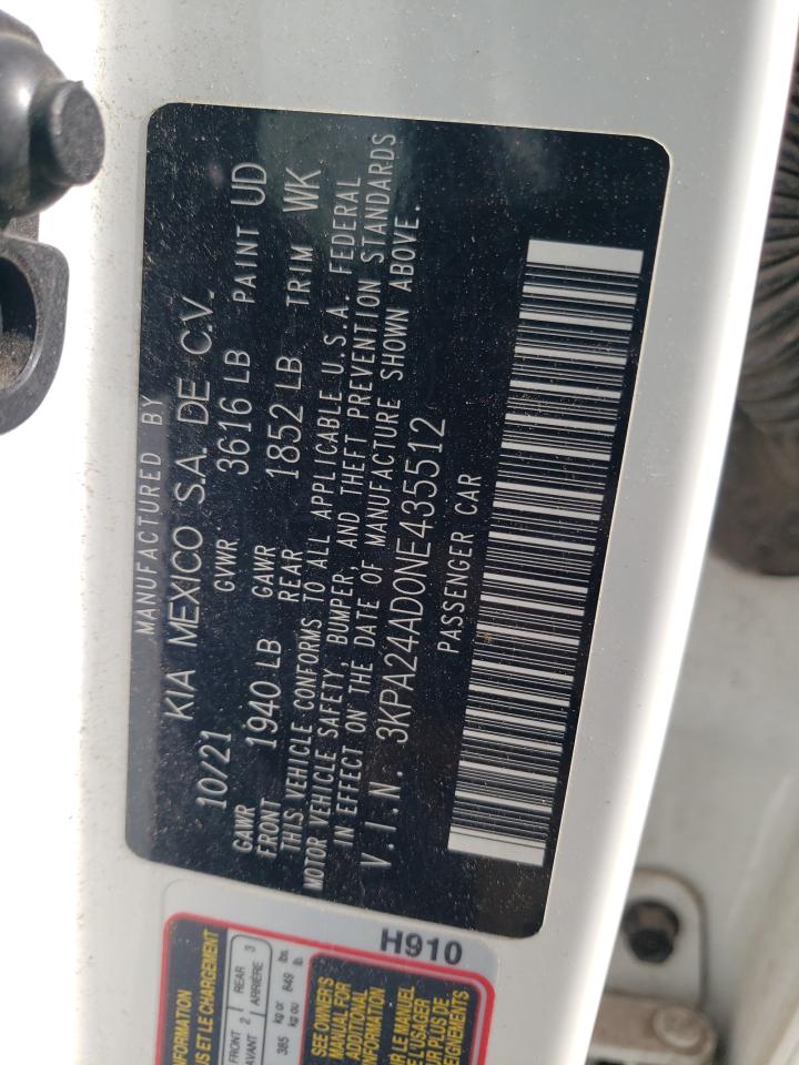 2022 KIA RIO LX VIN:3KPA24AD0NE435512