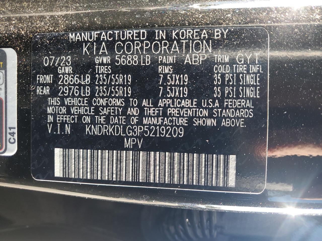 2023 KIA SORENTO SXP VIN:KNDRKDLG3P5219209