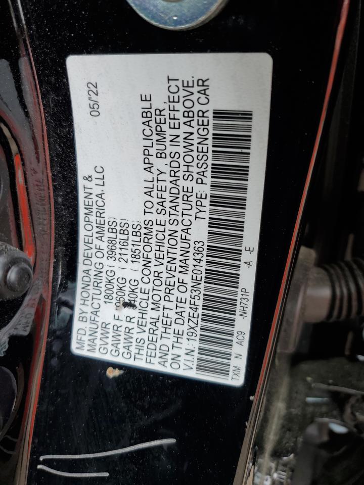 2022 HONDA INSIGHT EX VIN:19XZE4F53NE014363