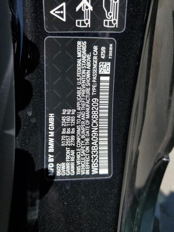 2022 BMW M4 COMPETITION VIN:WBS33BA09NCK88209