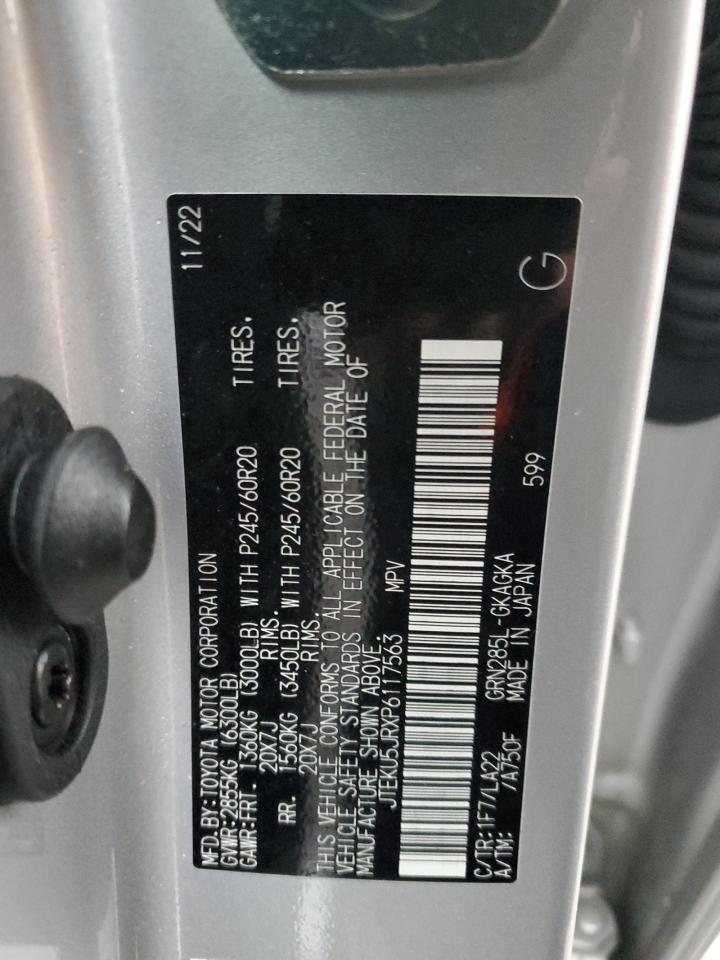 2023 TOYOTA 4RUNNER LIMITED VIN:JTEKU5JRXP6117563