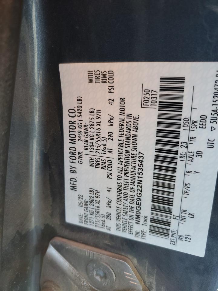 2022 FORD TRANSIT CONNECT TITANIUM VIN:NM0GE9G22N1535437