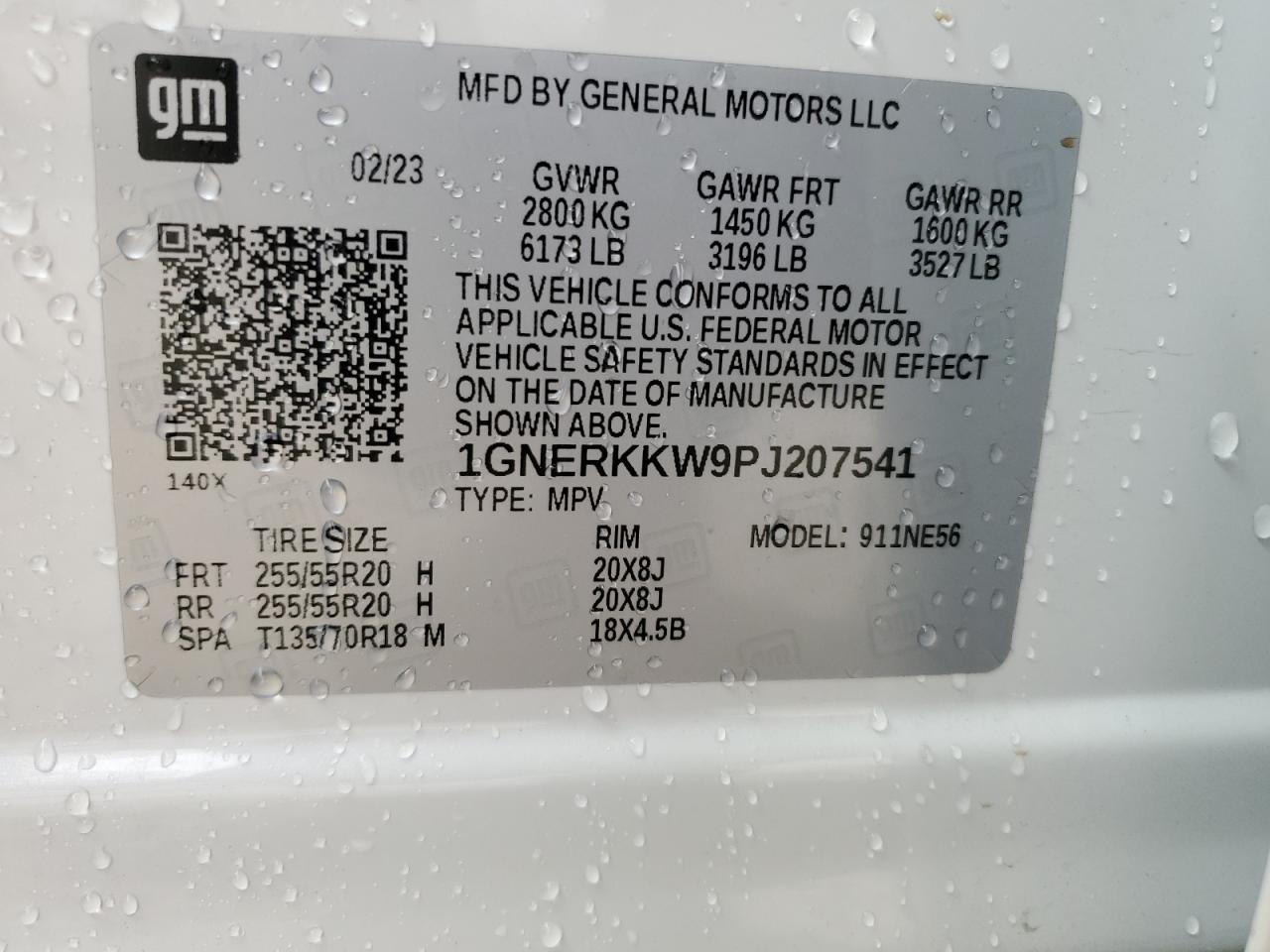 2023 CHEVROLET TRAVERSE PREMIER VIN:1GNERKKW9PJ207541