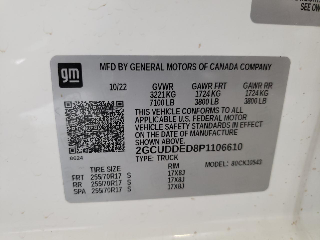 2023 CHEVROLET SILVERADO K1500 LT VIN:2GCUDDED8P1106610