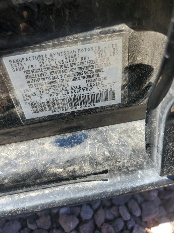 2022 NISSAN SENTRA SV VIN:3N1AB8CV0NY246678