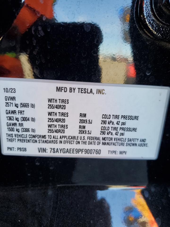 2023 TESLA MODEL Y  VIN:7SAYGAEE9PF900760