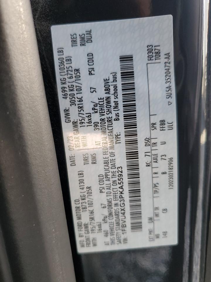 2023 FORD TRANSIT T-350 HD VIN:1FBVU4XG3PKA55923
