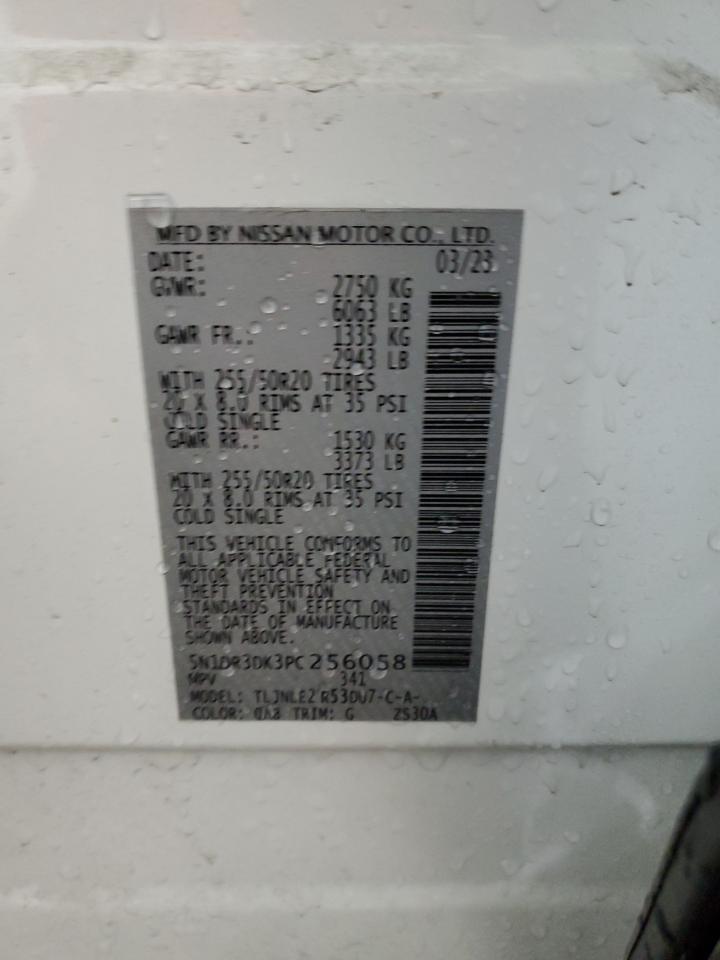 2023 NISSAN PATHFINDER PLATINUM VIN:5N1DR3DK3PC256058